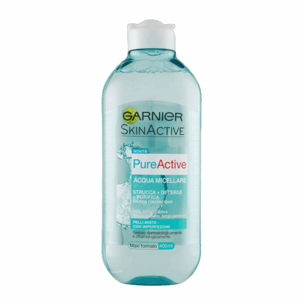 GARNIER-FACE MICELLAR-400ml-FR-W-PURE ACTIVE PELLI MISTE CON IMPERFEZIONI