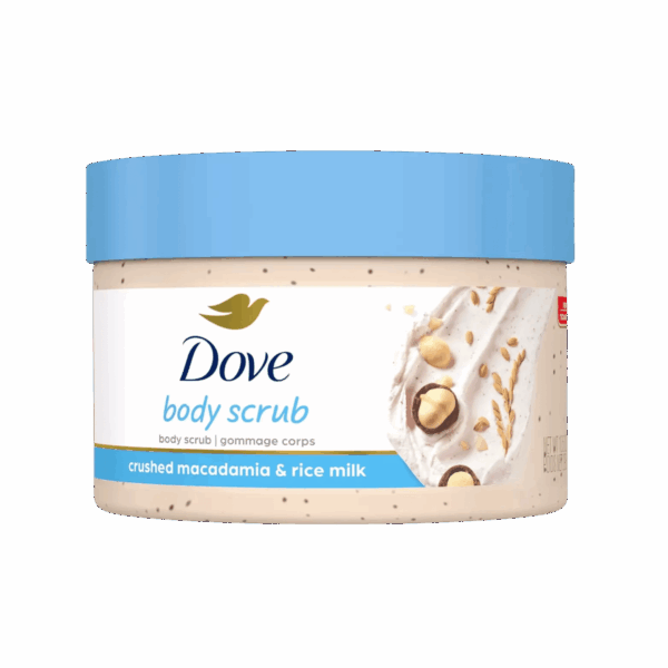 DOVE-BODY SCRUB-298g-US-W-CRUSHED MACADAMIA & RICE MILK
