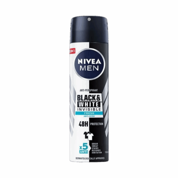 NIVEA-DEO SPRAY-150ml-DE-M-BLACK & WHITE INVISIBLE FRESH + ANTIBACTERIAL