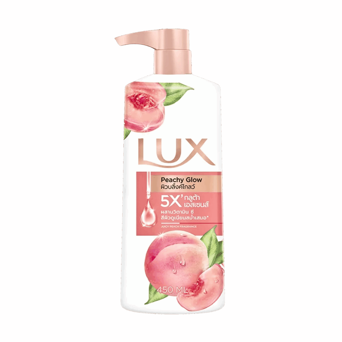 LUX-BODY WASH-450ml-TH-W-PEACHY GLOW (PUMP) - Image 1