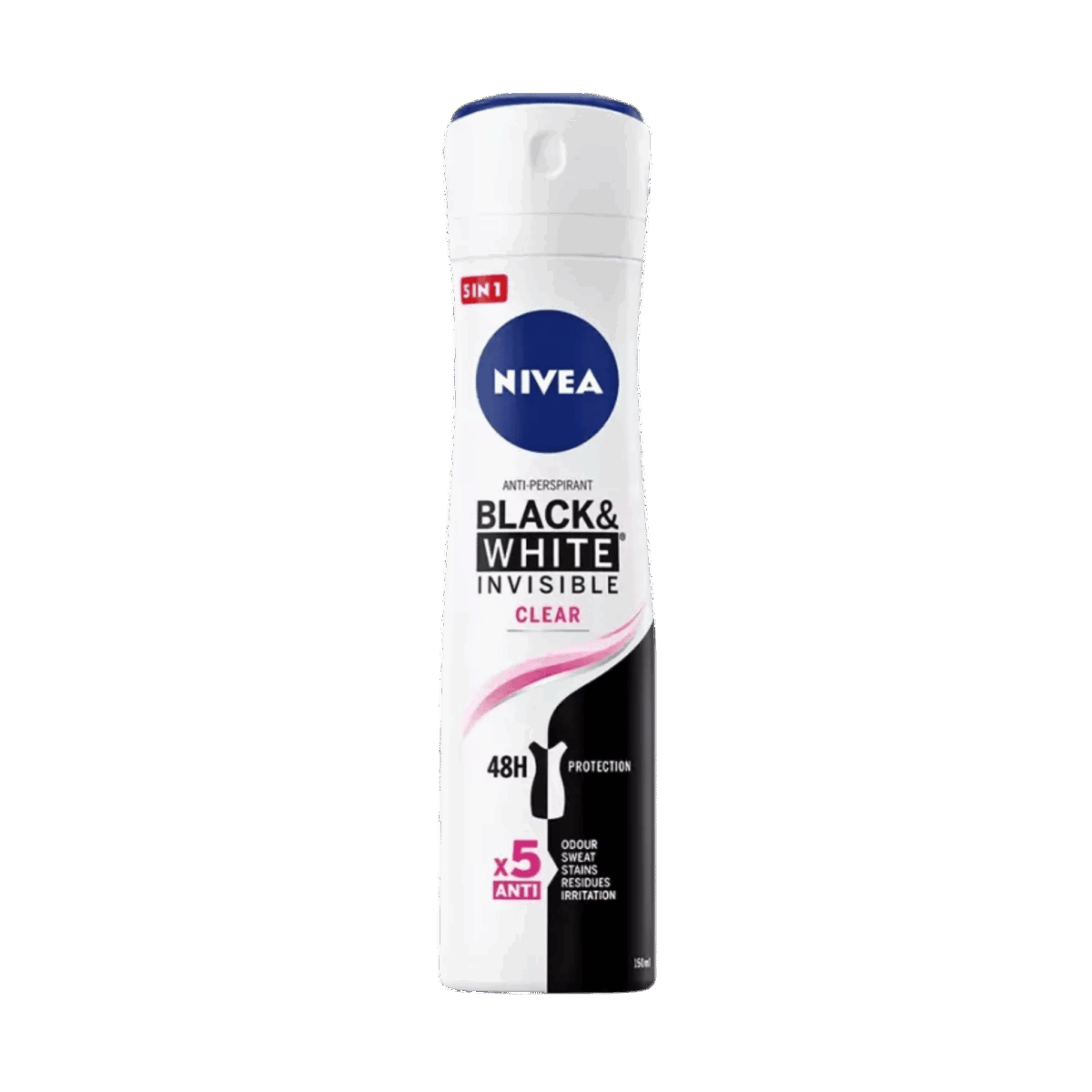 NIVEA-DEO SPRAY-150ml-DE-W-BLACK & WHITE INVISIBLE CLEAR - Image 1