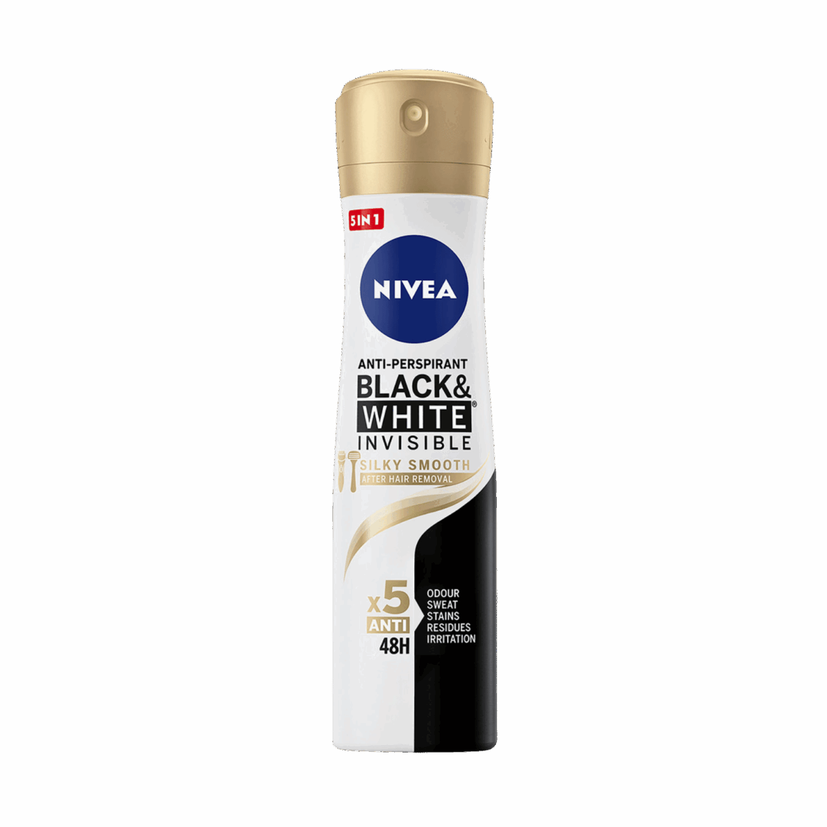 NIVEA-DEO SPRAY-150ml-DE-W-BLACK & WHITE INVISIBLE SILKY SMOOTH - Image 1