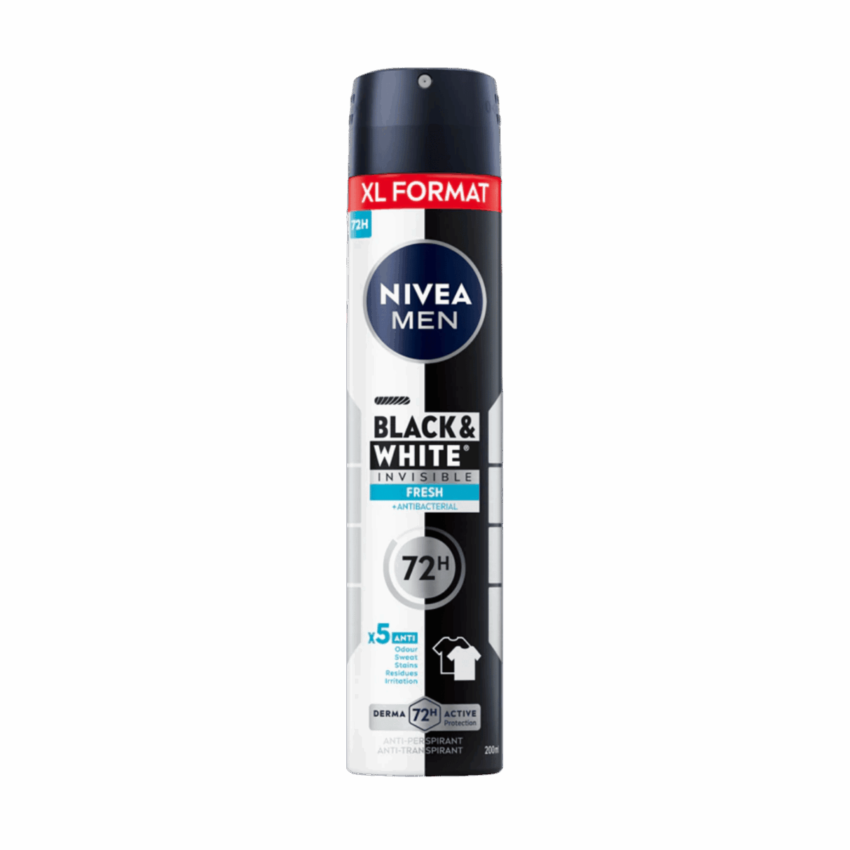 NIVEA-DEO SPRAY-200ml-DE-M-BLACK & WHITE INVISIBLE FRESH - Image 1