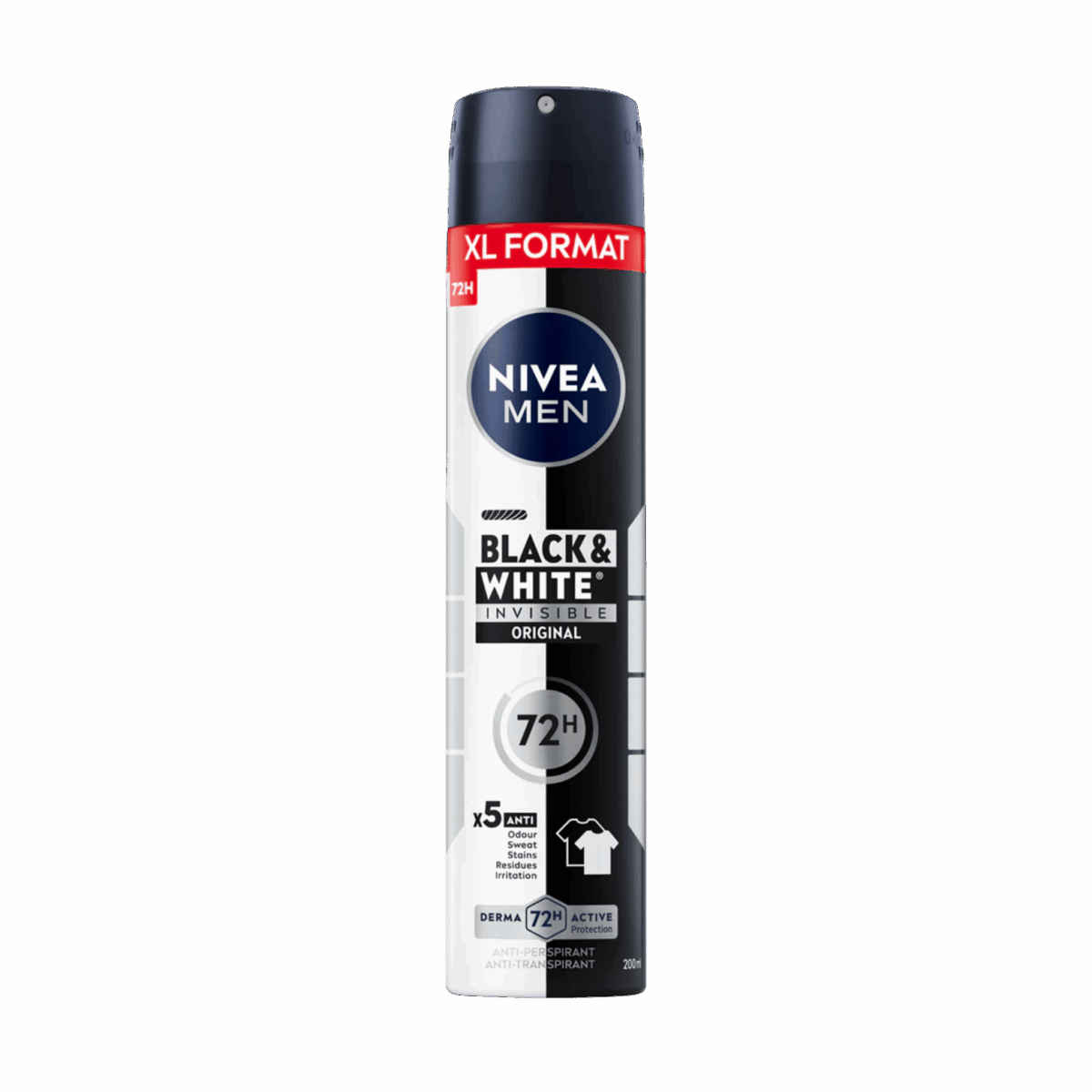 NIVEA-DEO SPRAY-200ml-DE-M-BLACK & WHITE INVISIBLE ORIGINAL - Image 1