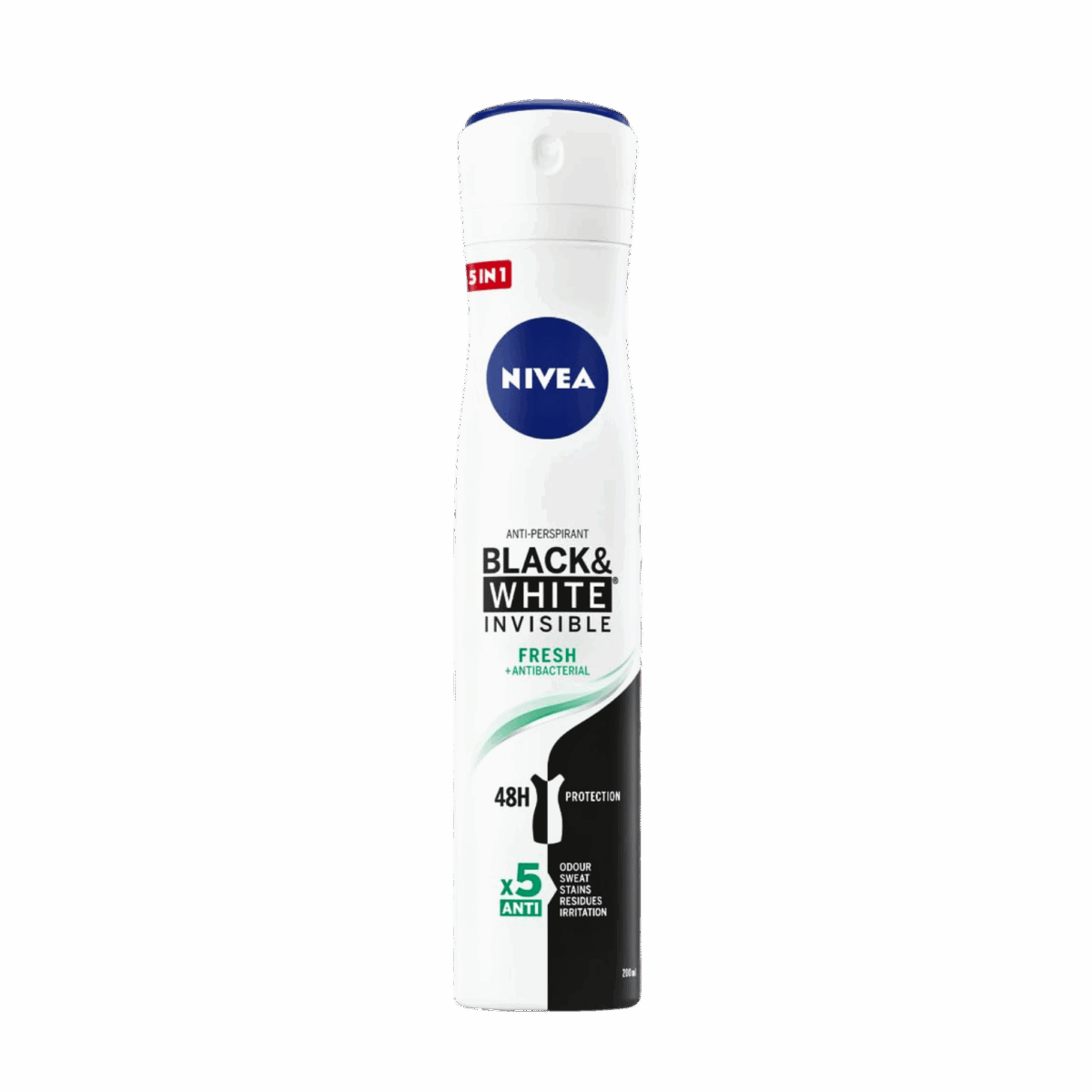 NIVEA-DEO SPRAY-150ml-DE-W-BLACK & WHITE INVISIBLE FRESH + ANTIBACTERIAL - Image 1