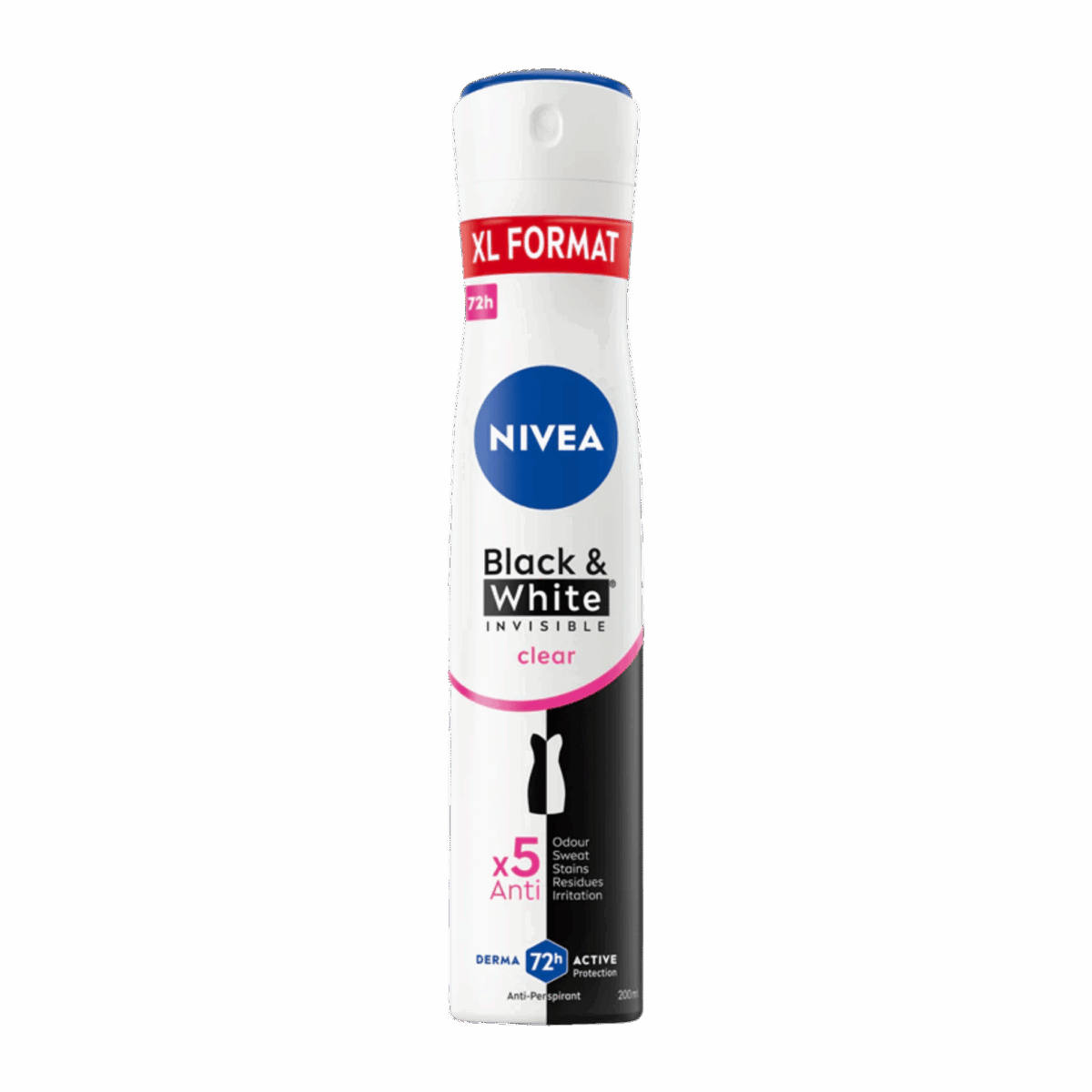 NIVEA-DEO SPRAY-200ml-DE-W-BLACK & WHITE INVISIBLE CLEAR - Image 1