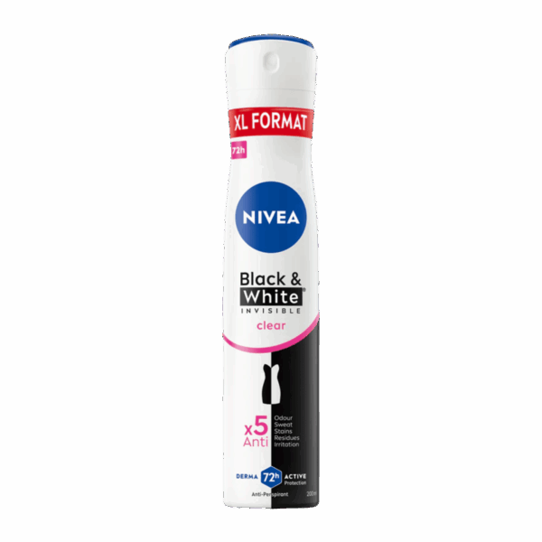 NIVEA-DEO SPRAY-200ml-DE-W-BLACK & WHITE INVISIBLE CLEAR