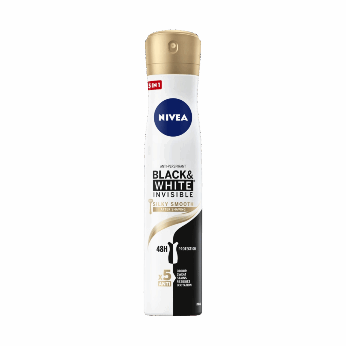 NIVEA-DEO SPRAY-200ml-DE-W-BLACK & WHITE INVISIBLE SILKY SMOOTH - Image 1