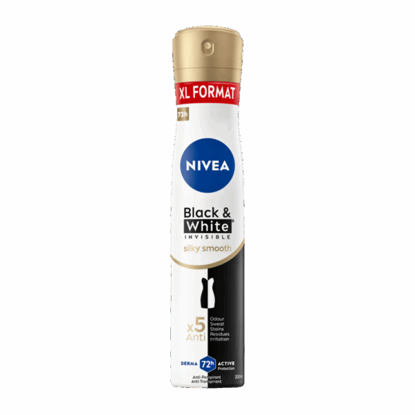 NIVEA-DEO SPRAY-200ml-DE-W-BLACK & WHITE INVISIBLE SILKY SMOOTH