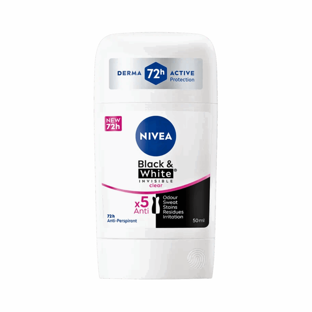NIVEA-DEO STICK-50ml-DE-W-BLACK & WHITE INVISIBLE CLEAR - Image 1
