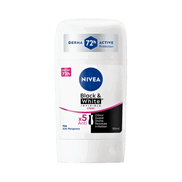 NIVEA-DEO STICK-50ml-DE-W-BLACK & WHITE INVISIBLE CLEAR