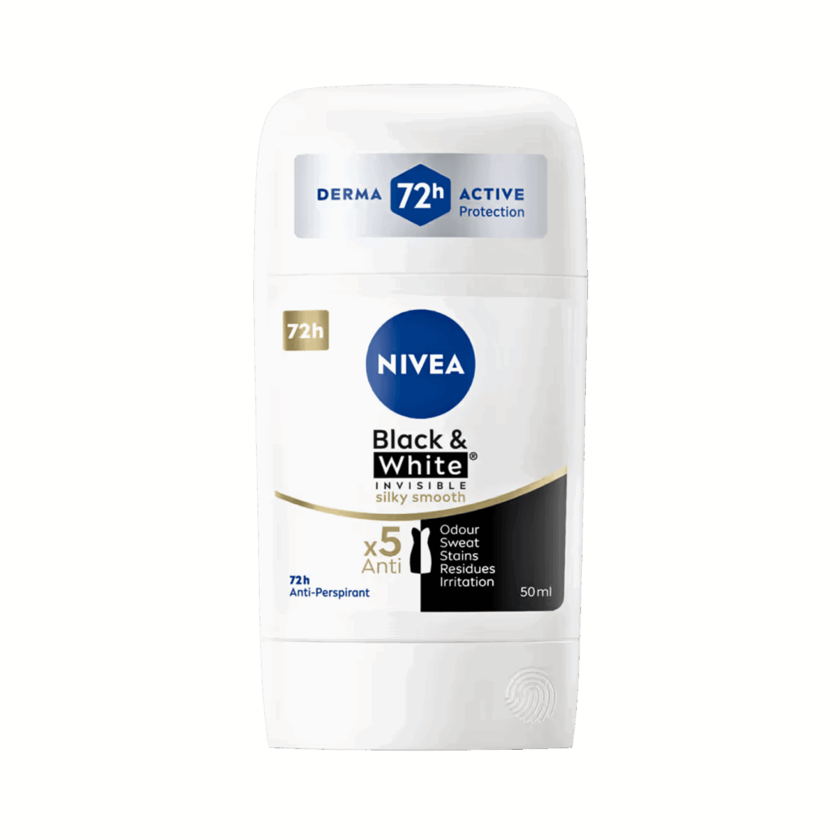 NIVEA-DEO STICK-50ml-DE-W-BLACK & WHITE INVISIBLE SILKY SMOOTH - Image 1