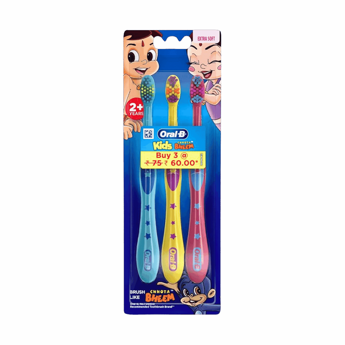 ORAL B-TOOTHBRUSH-kit-IN-KIDS-CHHOTA BHEEM 2+ YEARS EXTRA SOFT 3'S - Image 1