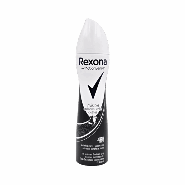 REXONA-DEO SPRAY-200ml-IT-W-INVISIBLE ON BLACK + WHITE CLOTHES