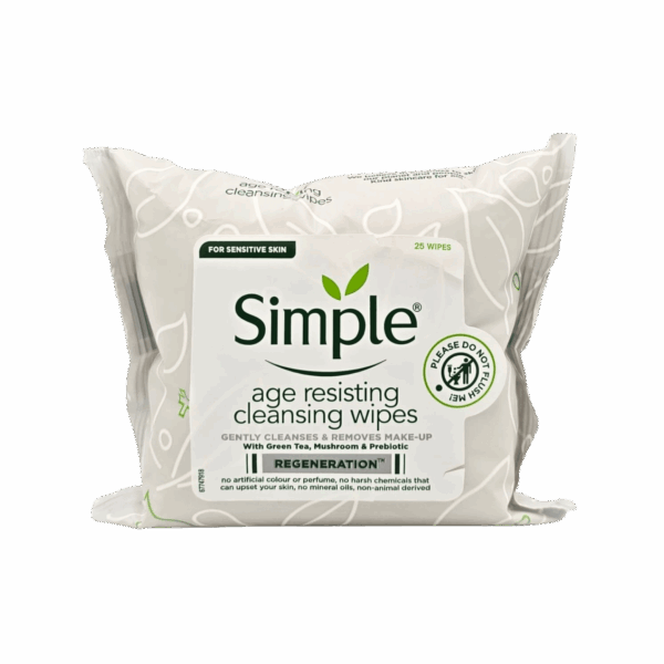 SIMPLE-WIPES-25's-GB-W-AGE RESISTING CLEANSING WIPES