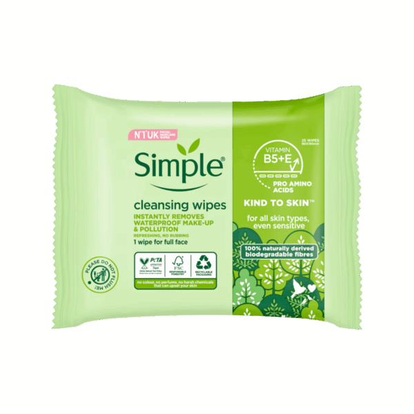 SIMPLE-WIPES-25's-GB-W-CLEANSING WIPES