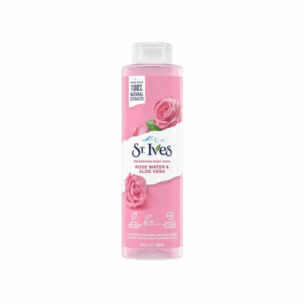 ST IVES-BODY WASH-650ml-US-W-ROSE WATER & ALOE VERA