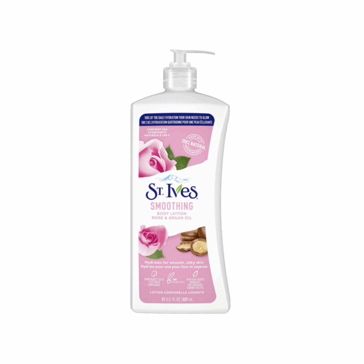 ST IVES-LOTION-621ml-US-W-SMOOTHING ROSE & ARGAN OIL - Image 1