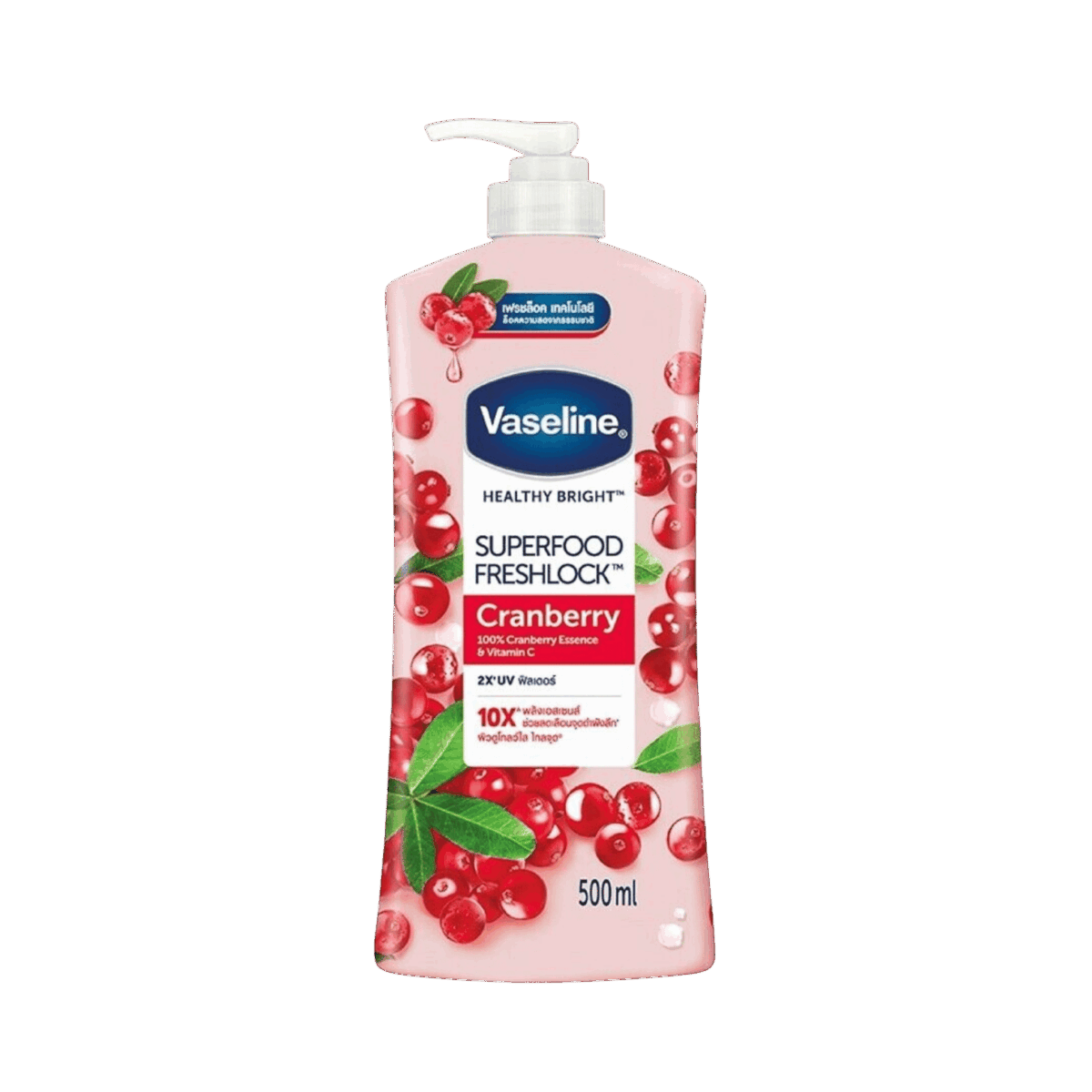 VASELINE-LOTION-500ml-TH-W-SUPERFOOD CRANBERRY (PUMP) - Image 1